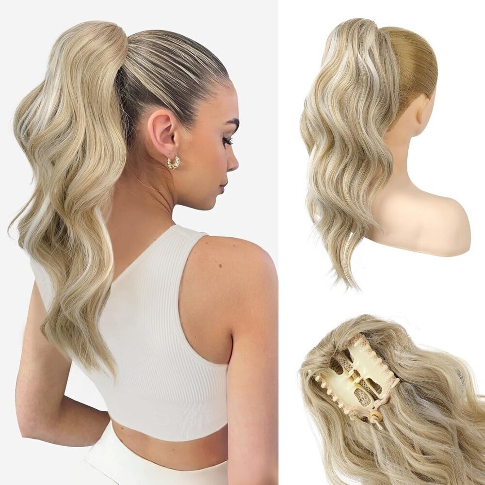 Clip in Ponytail Extension 18 Inch Wavy Synthetic Hair for Women